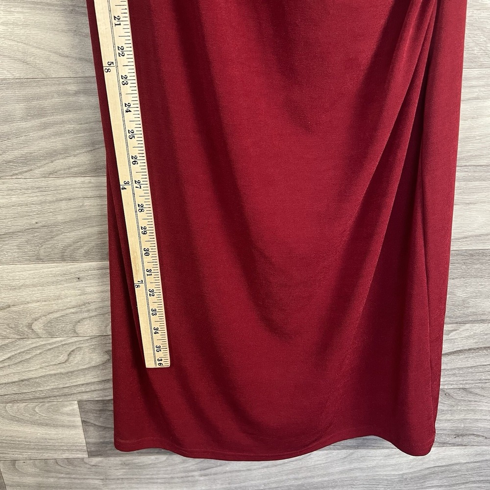Jkla California Dress Womens M Red Stretch Faux Wrap Collard Vintage Sleeveless - Picture 6 of 11